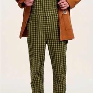 NWT - Lucy & Yak Reuben Cotton Dungarees in Green Emin Gingham Print - UK 16/REG